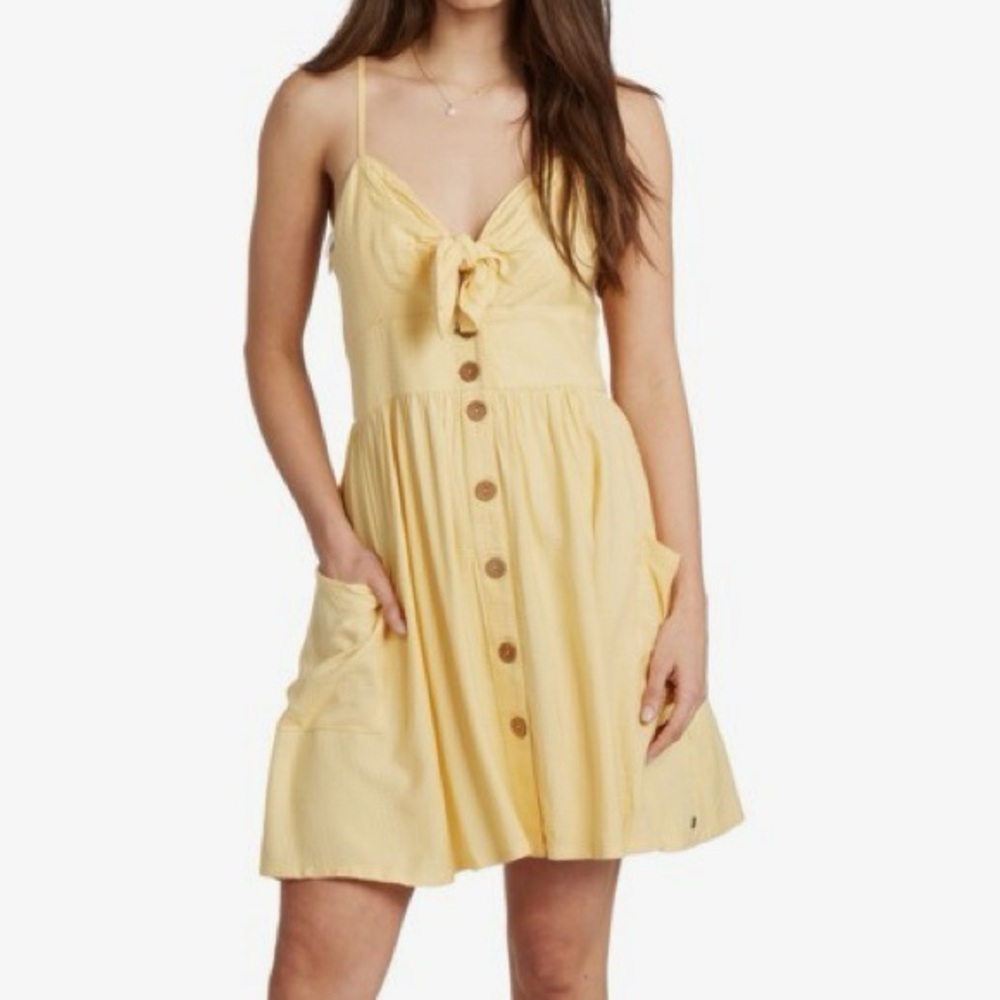 Roxy | size S| yellow Under the Cali Sun dress with tie front